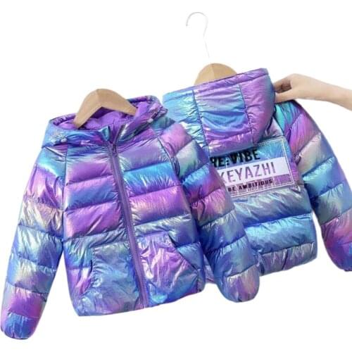 2021 Winter New Products Childrens Light weight Down Jacket Boys and Girls White Duck Down Girls' Colorful Bright Surface Warm