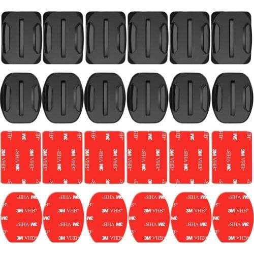 24 Pieces Helmet Adhesive Pads Sticker - 12 Curved and 12 Flat Mounts for GoPro Hero 6 5 4 3+ 3 2 SJ4000 5000 6000 DBPOWER AKASO
