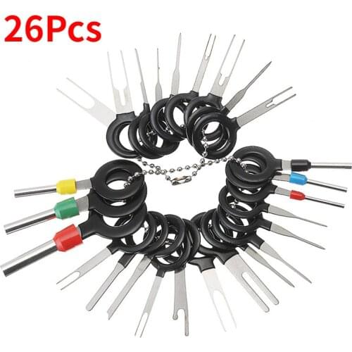 26pcs Automotive Plug Terminal Remove Tool Set Key Pin Car Electrical Wire Crimp Connector Extractor Kit Accessories
