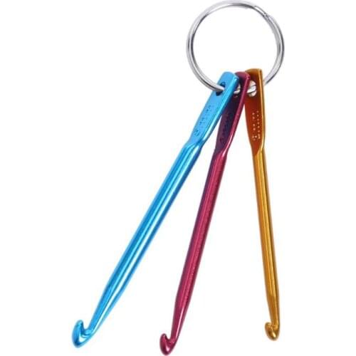 3PCS 3/4/5mm Aluminum Knitting Needles Crochet Hook Weave Crochet Needles Key Chain Ring DIY Apparel Sewing Tools Accessories