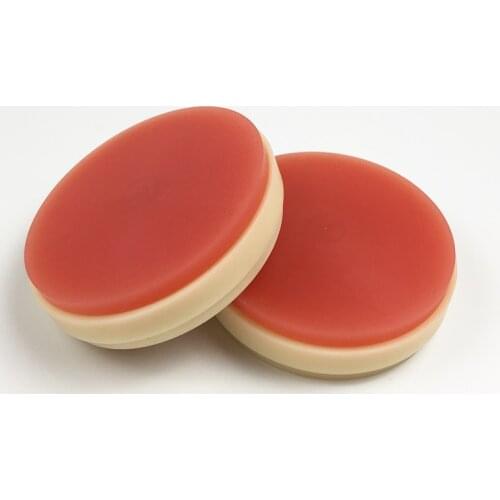 5pcs OD98*20mm OD98*22mm Double Color Pink+A2 Dental PMMA Blocks with Steps Dental PMMA disk for Temporary Crowns & Bridges