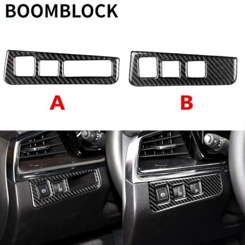 Car Electronic Handbrake Button Trim Headlight Switch Panel Cover Frame Carbon Fiber Sticker Interior For Cadillac xt5 2016 2017