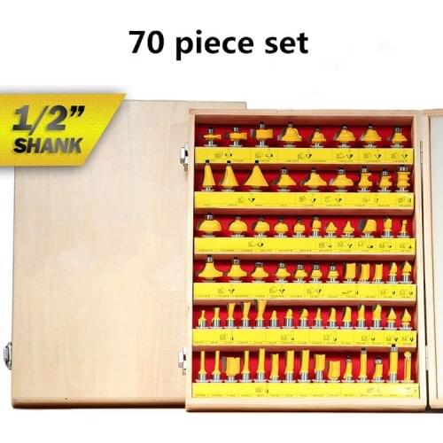 Free shipping 70 in 1 Wood Milling Cutter Router Bit Set 1/2 Shank Wood Cutter Carbide Mill Woodworking Engraving Cutting Tools