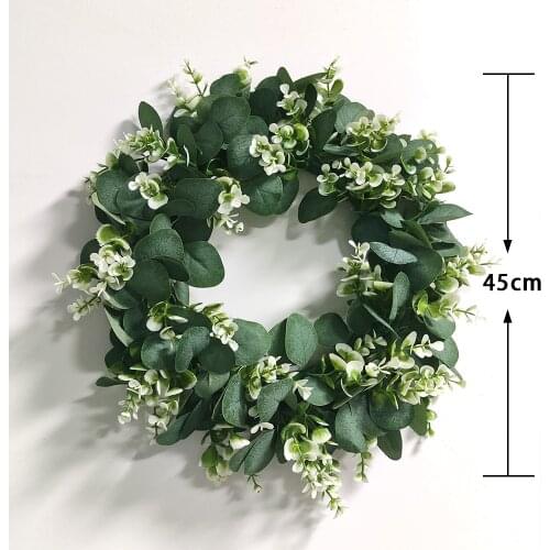 45cm Large Artificial Wreaths Eucalyptus Globulus Wreaths Round Heart Simulation Garland For Wedding Home Party Decoration