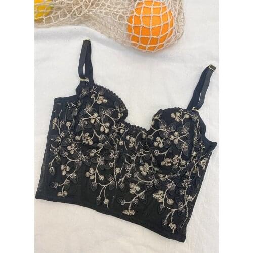 Palace style chain link flower gold silk embroidery bra lace soft bone shaping thin underwear light luxury girl lingerie
