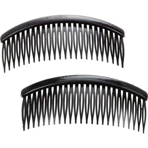 Black Plastic 24 Teeth Hair Comb Clip Clamp 2 Pcs for Lady Girls