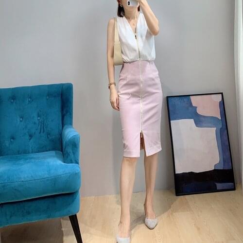 Elegant V Neck Zipper Bodycon Color Block Sleeveless Dress Size 0-5 UK Collections