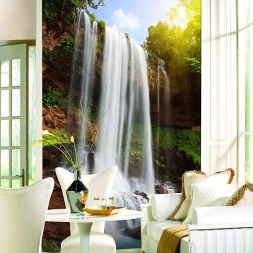 Wholesale 3d wall photo murals for living room waterfall mural background wall murals entranceway 3d Chinese style murals