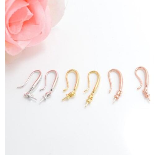 HONGWAYSP 10pair 18KGold Plated 3*21mm copper Earring Hooks Wire Settings Base Setting Jewelry Making