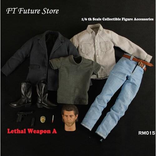 1/6 Collectible RM015 Lethal Weapon Mel Columcille Gerard Gibson Head & Clothes Set Model for 12'' Male Body without Neck