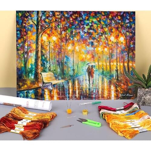 Rains Rustle Printed Fabric 11CT Cross-Stitch Embroidery Patterns DMC Threads Sewing Handicraft Craft Handiwork Magic Needle