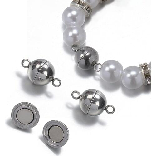 5pcs/lot Stainless Steel Ball Shape Magnetic Clasp Converter for Bracelrt Necklace Jewelry Making Findings