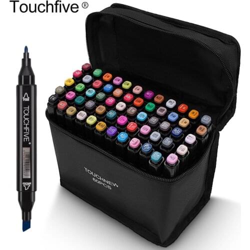 Touchfive Markers Bush Pen Alcohol Markers Liner for Drawing sketch Art Supplies 12 36 48 60 80 168 Colors Marker Back to School