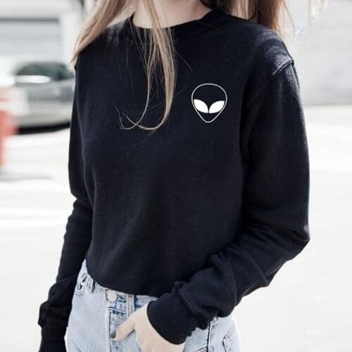 New arrival fashion cute alien print Unisex trumblr pullover high quality women mens jumper casual fashion tops tumblr S-XXXL