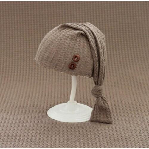 Newborn Photography Props Baby Woven Long Tail Hat Knitted Crochet Beanie Cap for Infants Photo Shooting