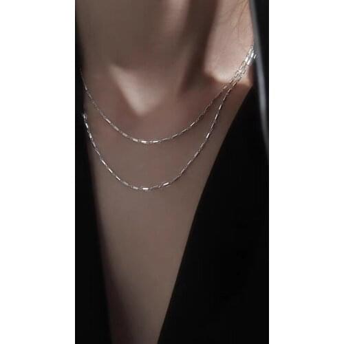SRCOI Simple Silver Color Geometric Square Chain Charm Necklace Delicateness Thin Bar Tube Clavicle Chokers Necklace Womens