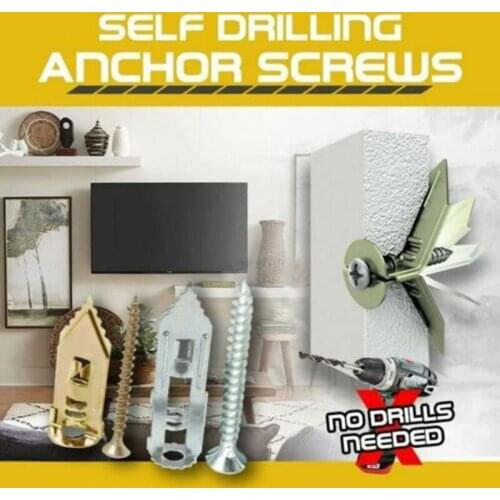 Portable Tapping Screws Steel Self-Drilling Anchors Plated Screws Set For Decoration Fixing Curtains Wall Cabinets B1
