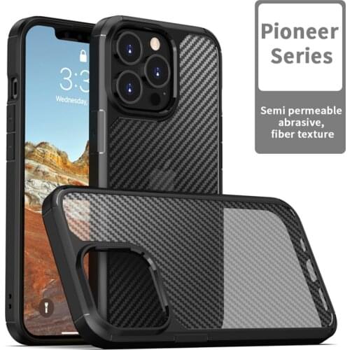 12 Mini Cover Carbon Fiber Pattern Clear Acrylic Case For iPhone 12 11 Pro Max X XR Xs 7 8 Plus Silicone Bumper Shockproof Armor