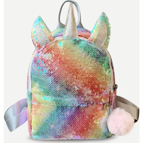 Fashion Sequins Unicorn Women Shoulder Backpack Wear-resistant Satchel School Bag For Girl Teenager Baby Kindergarten Student