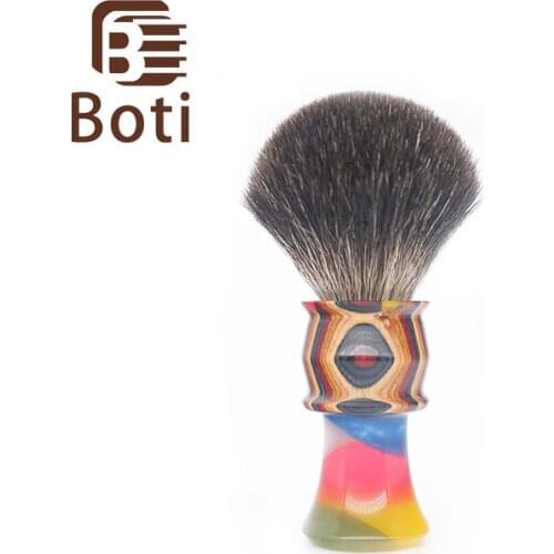 Boti Brush-New Rainbow Glaze Handle with SHD Black Badger Hair Knot Mens Shaving Brush Handmade Essential Daily Shaving Tools