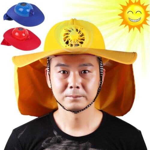 Helmet Wide hat Sun protection Hard Hat Solar Safety Helmet Summer Fan Cap Outdoor Construction Sunscreen Cooling Breathable