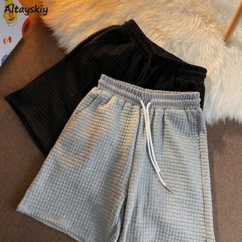Shorts Women Loose Straight Elastic Waist Simple Solid Color Cool Streetwear Workout Unisex Couple All-match College Female Soft