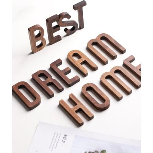 Nordic INS Wooden Letter Wall Decoration DlY Door Home Decor Black Walnut Interior Wall Garden Wedding Decorative Alphabet