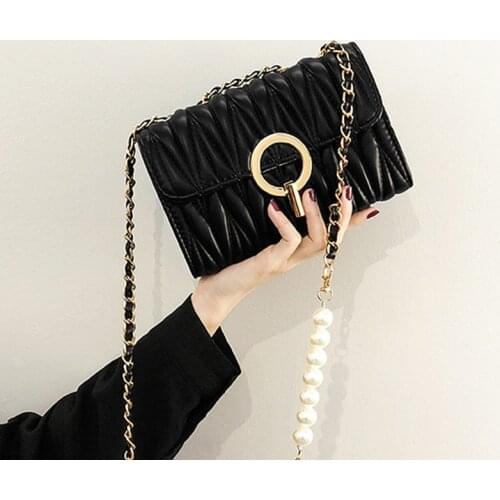 Women Handbag Fashion Mini Solid Color Metal Shoulder Strap Bag High Leather PU Messenger Bag Purse Simple Female Crossbody Bag