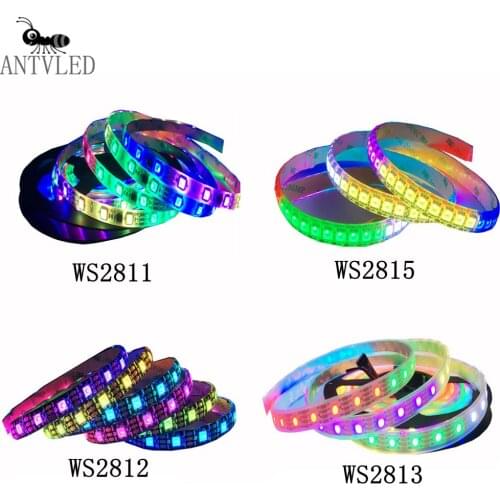 WS2811 WS2812B WS2813 WS2815 RGB LED Strip Individually Addressable Tape Light 1m/5m,30/60/144Leds/m DC5V /12V