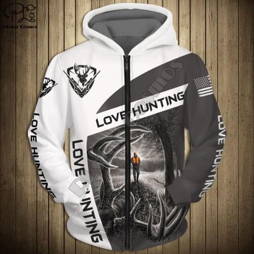 Men women Deer Hunting 3d hoodies New Fashion Sweatshirts print zipper casual Pullover autumn spring jacket tracksuit coat 08