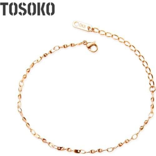 TOSOKO Stainless Steel Jewelry Twisted Chain Fashion Bracelet For Women BSE082