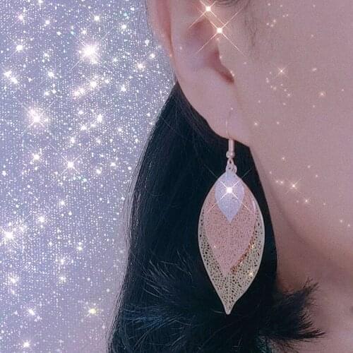Gold Leaf Drop Dangle Earrings for women Bohemian Long Vintage Hollow Lightweight Earrings wedding Jewelry Moda Para Las Mujere