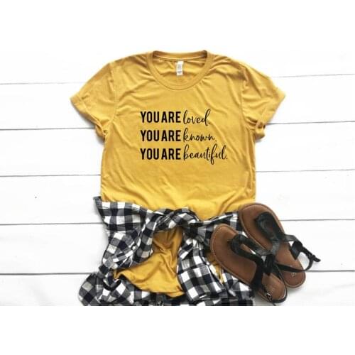 You are Loved Known beautiful Letter Printed T-shirt Funny Creative Cotton Tshirt short sleeve Top Tees for Women Girl