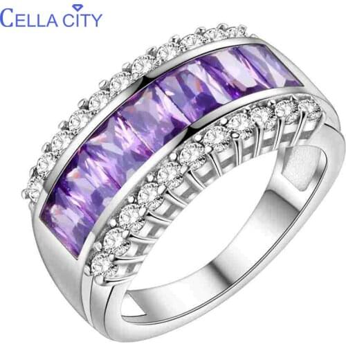 Cellacity Solid 100% 925 Sterling Silver Ring Women Amethyst Rings Gemstone Fine Jewelry Ring Party Anniversary wholesale Gifts
