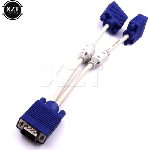 1pc High Quality Y splitter 15 pin two ports vga male to female computer to dual 2 monitor vga splitter cable video for PC