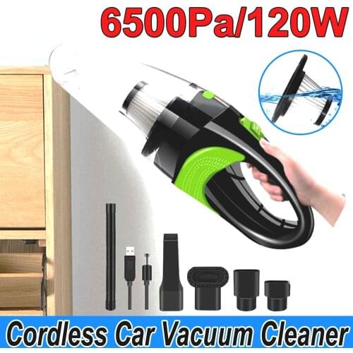 120W 6500pa Strong Power Car wireless handheld vacuum cleaner 12V USB charging line Auto Portable vacuum cleaner for home Office