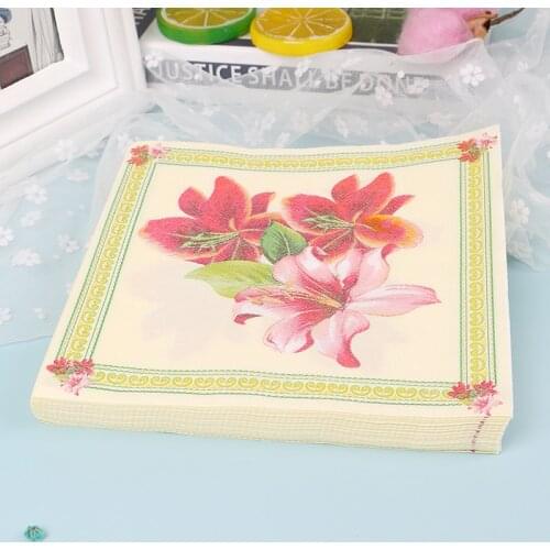 20pcs Decoupage Wedding Vintage Napkin Paper Elegant Tissue Flower Birthday Towerl Party