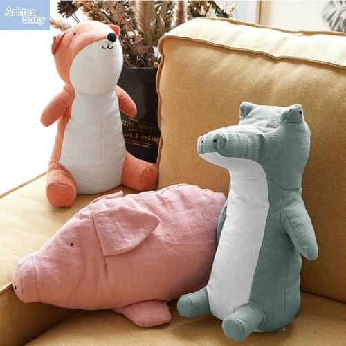 36cm Kawaii Cotton Plush Stuffed Toys Doll Soft Pink Pig Doll Fox Crocodile Sleeping Pillow for Girls Kids Birthday Gift