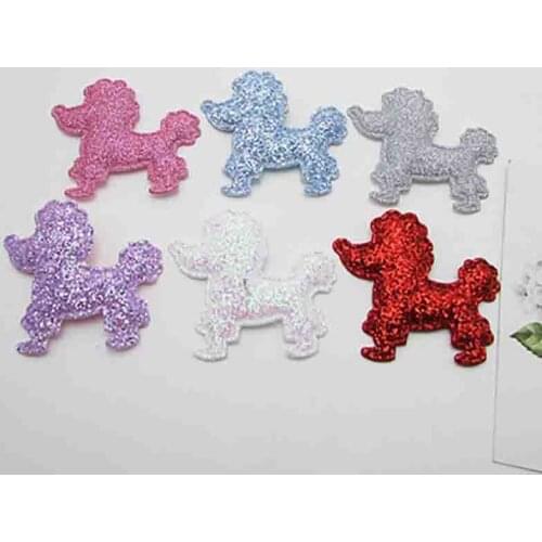 40pcs/lot 5*4.5cm gold dog Padded Appliques DIY Handmade Children Hair Accessories For Clothes Sewing Supplies DIY Craft