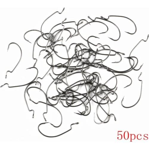 50 Pieces High Carbon Steel Crank Hooks Soft Bait Crank Hook Fish Hook Fishhook Fishing Tackle