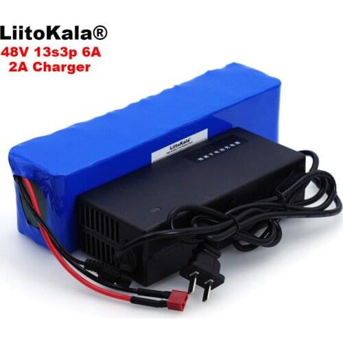LiitoKala 48V 6ah 13s3p High Power 18650 Battery Electric Vehicle Electric Motorcycle DIY Battery 48v BMS Protection+2A Charger