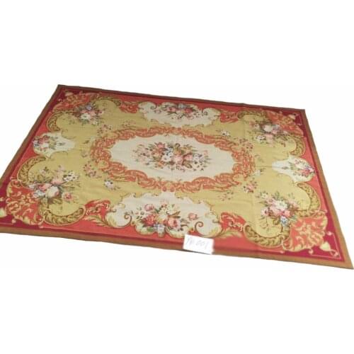 Free shipping 10K 6'x9' Ausbusson design carpets needlepoint woolen rugs WOOL RICE HAND STITCHED RUGS