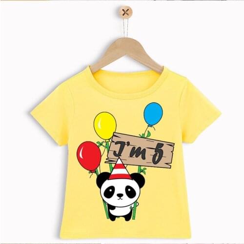 T-shirt for boys/girls pink yellow top 1-13th year old birthday gift clothing summer toddler baby tshirt kawaii clothe wholesale