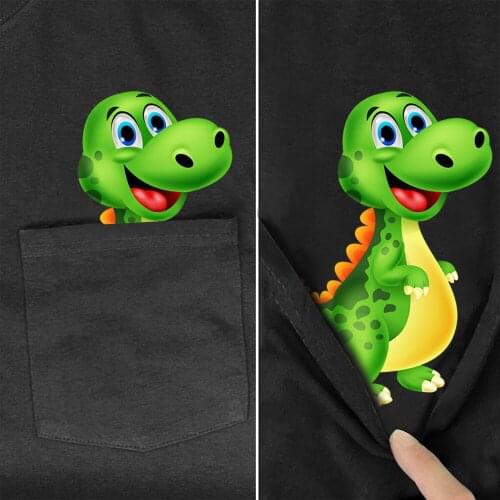 CLOOCL Jurassic Dinosaur Cotton T-Shirt Pocket Cute Cartoon 3D Printed Harajuku TShirt Hip Hop Casual Tops Funny Cotton Tees