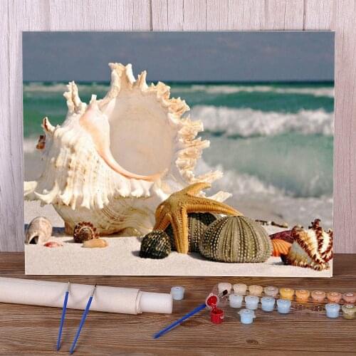Landscape Seaside Beach DIY Paint By Numbers Package Acrylic Paints 40*50 Canvas Pictures Paintings Crafts For Handicraft
