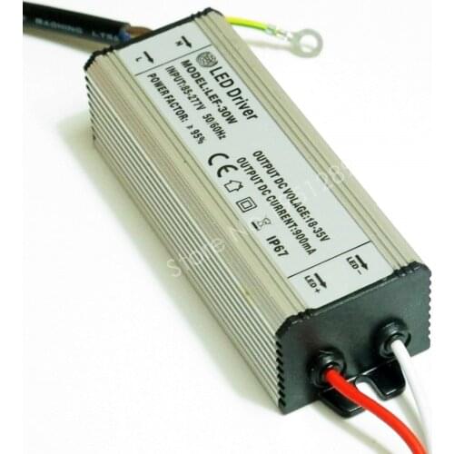 CE Certified IP67 30W 900mA Led Driver DC 18V - 35V Power Supply AC 110V 220V 277V for 10 series 3 parallel LED lights
