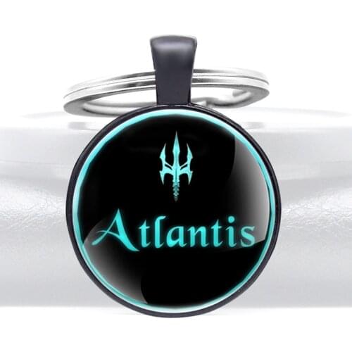 Classic Fashion Atlantis Gold Glass Dome Pendant Key Chain Charm Men Women Key Rings Jewelry Gifts Keychains