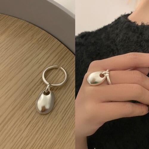 S925 Silver Rings for Women Fashion Water Drop Simplicity Party Ring Geometry Adjustable Opening Jewelry Accessories Wholesale