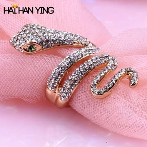 New Womens Ring Fashion Gold Snake Ring Rhinestone Animal Jewelry Initial Ring Adjustable Mens Ring