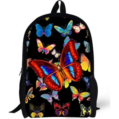 Pretty Butterfly Backpack for Teen Girls Highschool Elementary Student Children Bagpack Big Kids Rucksack Polyester